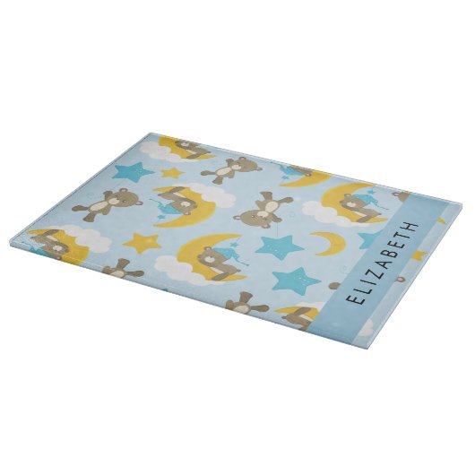 Muster von Bären, Teddybären, Sternen, Ihr Name Schneidebrett (Ecke)