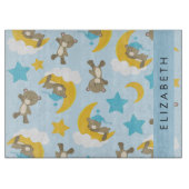 Muster von Bären, Teddybären, Sternen, Ihr Name Schneidebrett (Vorderseite)