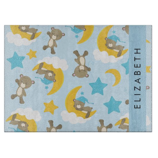 Muster von Bären, Teddybären, Sternen, Ihr Name Schneidebrett (Vorderseite)
