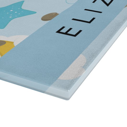 Muster von Bären, Teddybären, Sternen, Ihr Name Schneidebrett (Ecke)