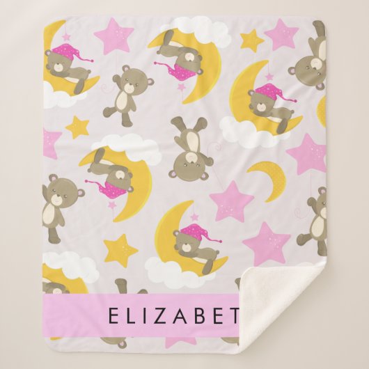 Muster von Bären, Teddybären, Sternen, Ihr Name Sherpadecke (Vorderseite)