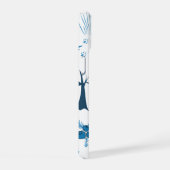 Muster von Bäumen, Hügeln, Kiefern und Schneeflock iPhone 15 Hülle (Rechte Seite)