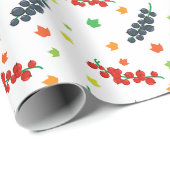 Muster von Beeren, Rotzbeeren, Blaubeere, Obst Geschenkpapier (Rolleneckpunkt)