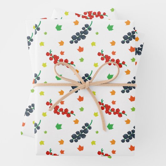 Muster von Beeren, Rotzbeeren, Blaubeere, Obst Geschenkpapier Set (Beispiel)