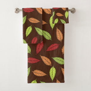 Muster von Blätter, farbenfrohe Blätter, Herbstblä Badhandtuch Set
