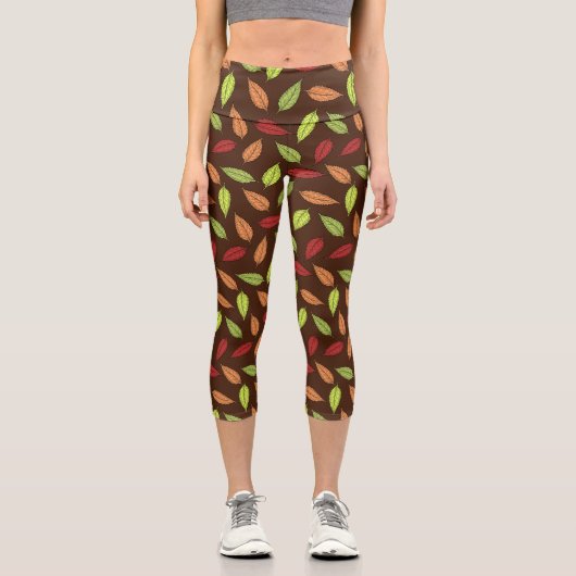 Muster von Blätter, farbenfrohe Blätter, Herbstblä Capri Leggings (Vorderseite)