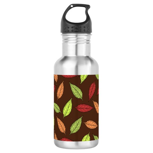 Muster von Blätter, farbenfrohe Blätter, Herbstblä Edelstahlflasche (Vorderseite)