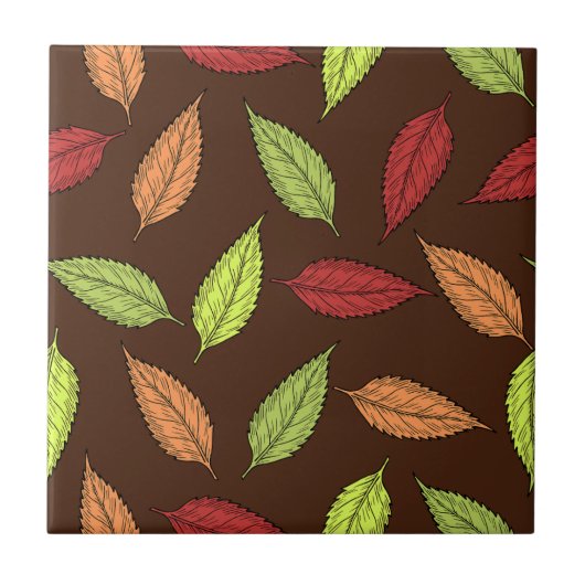 Muster von Blätter, farbenfrohe Blätter, Herbstblä Fliese (Vorderseite)