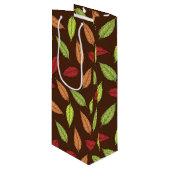 Muster von Blätter, farbenfrohe Blätter, Herbstblä Geschenktüte Für Weinflaschen (Vorderseite Schrägansicht)