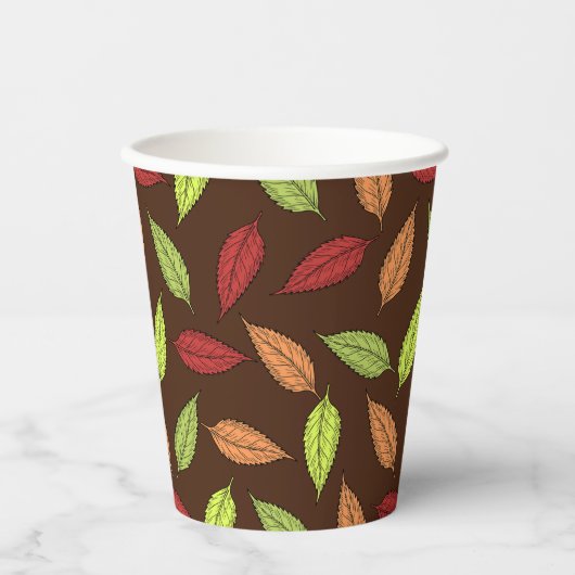 Muster von Blätter, farbenfrohe Blätter, Herbstblä Pappbecher (Vorderseite)