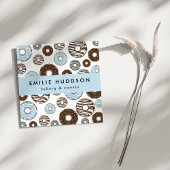 Muster von blauen Donuts, Kuchenladen, Konditorei Quadratische Visitenkarte