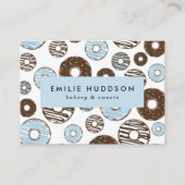 Muster von blauen Donuts, Kuchenladen, Konditorei Visitenkarte (Vorderseite)