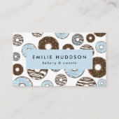 Muster von blauen Donuts, Kuchenladen, Konditorei Visitenkarte (Vorderseite)