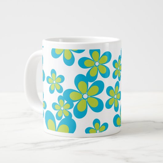 Muster von Blume, Blumen, grüne Blume Jumbo-Tasse (Vorderseite Links)