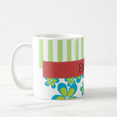 Muster von Blume, grünen Streifen, Ihr Name Kaffeetasse (Links)
