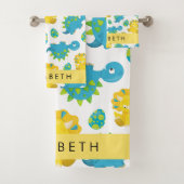 Muster von Dinosauriern, Niedliche Dinosaurier, Ih Badhandtuch Set (Insitu)