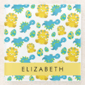 Muster von Dinosauriern, Niedliche Dinosaurier, Ih Glasuntersetzer (Vorderseite)