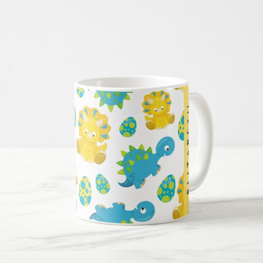 Muster von Dinosauriern, Niedliche Dinosaurier, Ih Kaffeetasse (VorderseiteRechts)