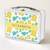 Muster von Dinosauriern, Niedliche Dinosaurier, Ih Metall Brotdose (Vorderseite)