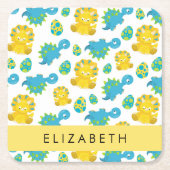 Muster von Dinosauriern, Niedliche Dinosaurier, Ih Rechteckiger Pappuntersetzer (Vorderseite)