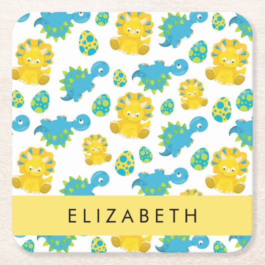 Muster von Dinosauriern, Niedliche Dinosaurier, Ih Rechteckiger Pappuntersetzer (Vorderseite)