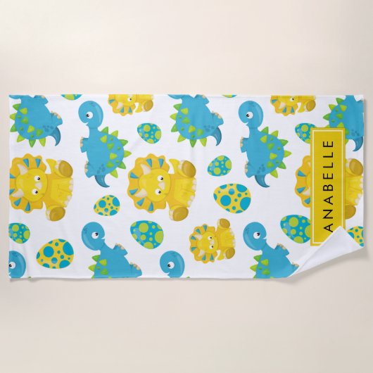 Muster von Dinosauriern, Niedliche Dinosaurier, Ih Strandtuch (Vorderseite)