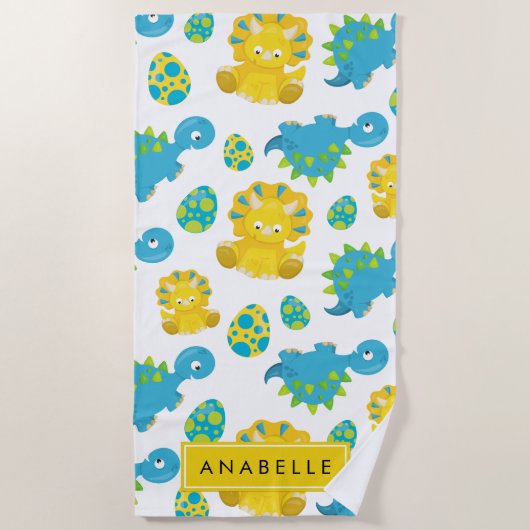Muster von Dinosauriern, Niedliche Dinosaurier, Ih Strandtuch (Vorderseite)