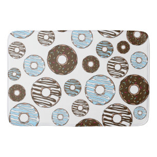 Muster von Donuts, blauen Donuts, braunen Donuts Badematte