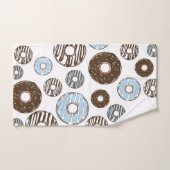 Muster von Donuts, blauen Donuts, braunen Donuts Badhandtuch Set (Handtuch)
