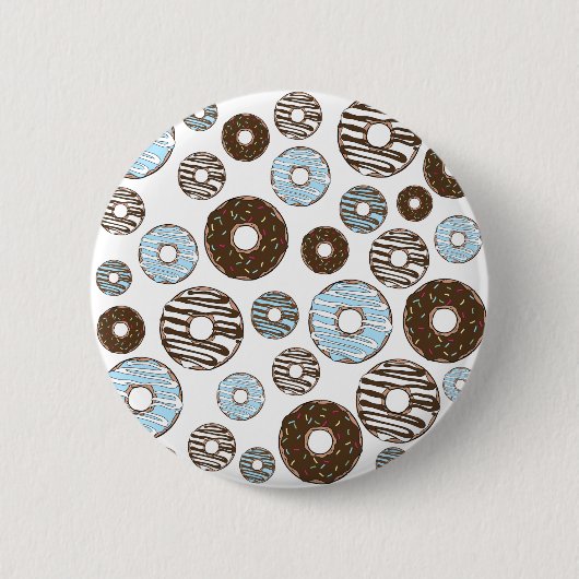Muster von Donuts, blauen Donuts, braunen Donuts Button (Vorderseite)
