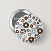 Muster von Donuts, blauen Donuts, braunen Donuts Button (Vorne & Hinten)