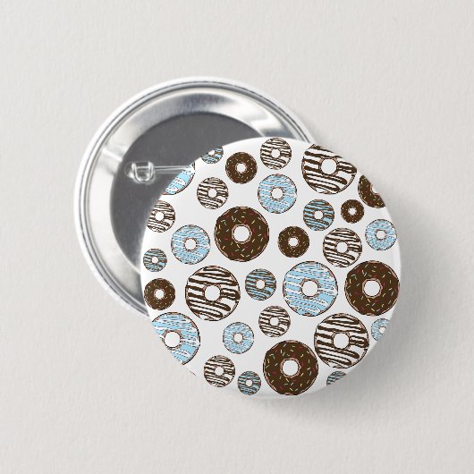 Muster von Donuts, blauen Donuts, braunen Donuts Button (Vorne & Hinten)