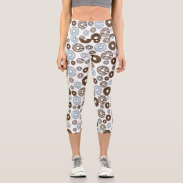 Muster von Donuts, blauen Donuts, braunen Donuts Capri Leggings
