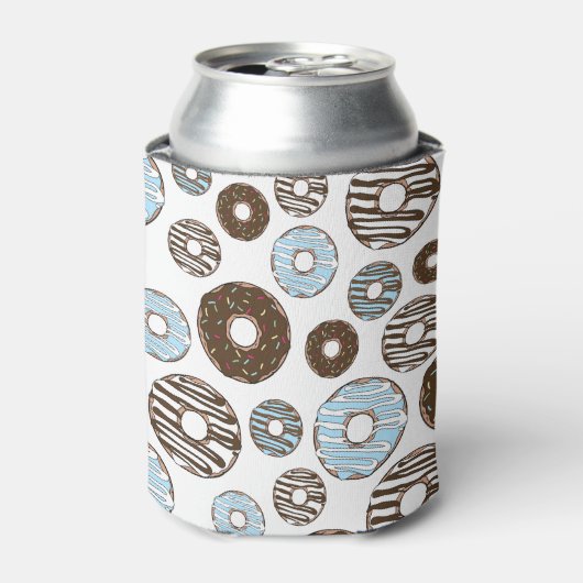 Muster von Donuts, blauen Donuts, braunen Donuts Dosenkühler (Kanne Vorderseite)