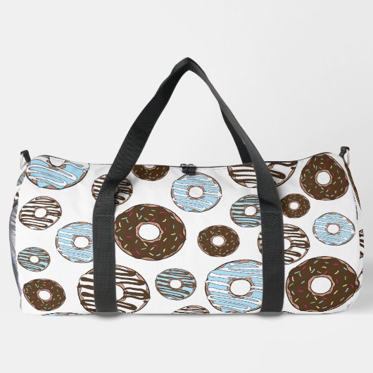 Muster von Donuts, blauen Donuts, braunen Donuts Duffle Bag (Rückseite)