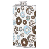Muster von Donuts, blauen Donuts, braunen Donuts Flachmann (Links)