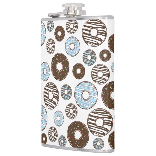 Muster von Donuts, blauen Donuts, braunen Donuts Flachmann (Links)