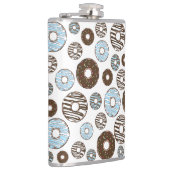 Muster von Donuts, blauen Donuts, braunen Donuts Flachmann (Rechts)