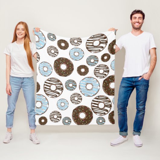 Muster von Donuts, blauen Donuts, braunen Donuts Fleecedecke (Beispiel)