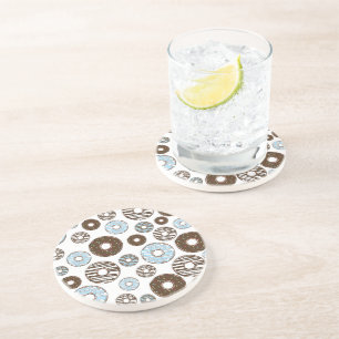 Muster von Donuts, blauen Donuts, braunen Donuts Getränkeuntersetzer