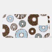 Muster von Donuts, blauen Donuts, braunen Donuts iPhone Hülle (Rückseite (Horizontal))