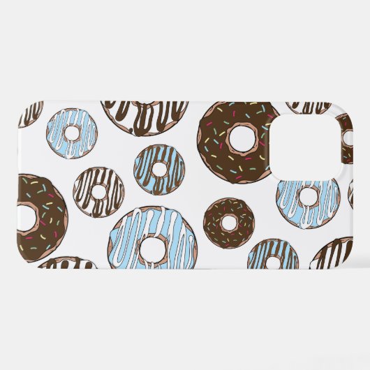 Muster von Donuts, blauen Donuts, braunen Donuts iPhone Hülle (Rückseite (Horizontal))