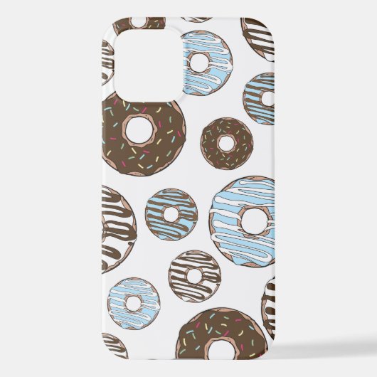 Muster von Donuts, blauen Donuts, braunen Donuts iPhone Hülle (Rückseite)