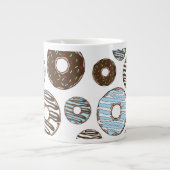 Muster von Donuts, blauen Donuts, braunen Donuts Jumbo-Tasse (Vorderseite)