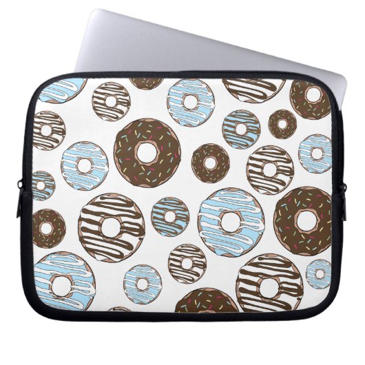 Muster von Donuts, blauen Donuts, braunen Donuts Laptopschutzhülle (Vorderseite)