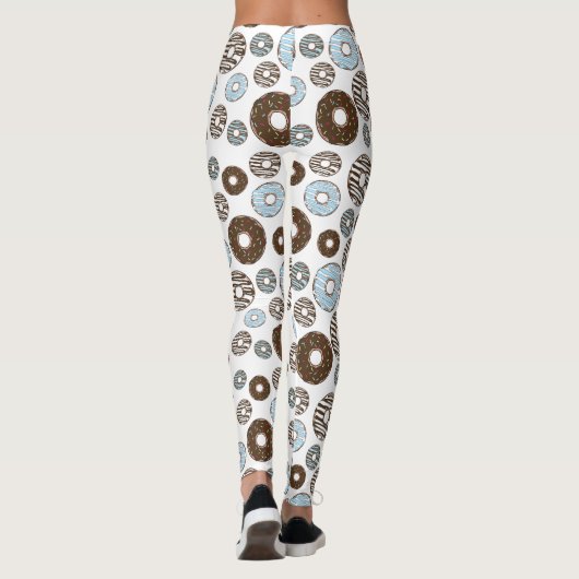 Muster von Donuts, blauen Donuts, braunen Donuts Leggings (Rückseite)