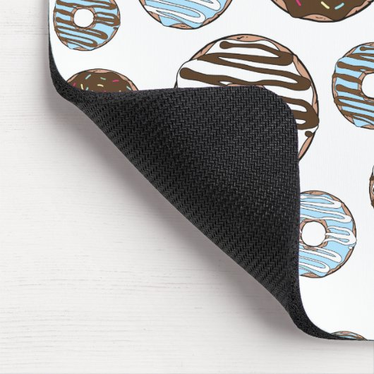Muster von Donuts, blauen Donuts, braunen Donuts Mousepad (Ecke)