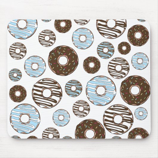 Muster von Donuts, blauen Donuts, braunen Donuts Mousepad (Vorne)