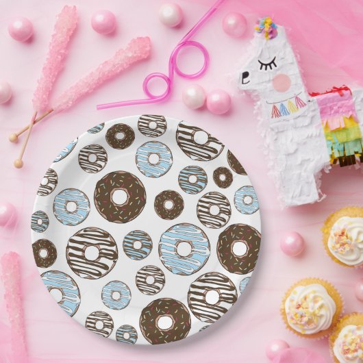 Muster von Donuts, blauen Donuts, braunen Donuts Pappteller (Party)