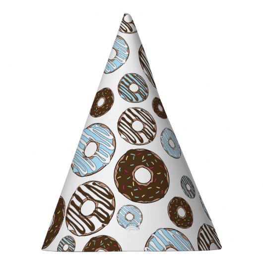 Muster von Donuts, blauen Donuts, braunen Donuts Partyhütchen (Rechts)